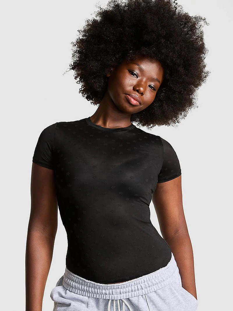 Base Leopard Mesh Short- Sleeve Tee