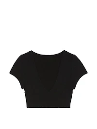 Crinkle Short-Sleeve Bikini Top