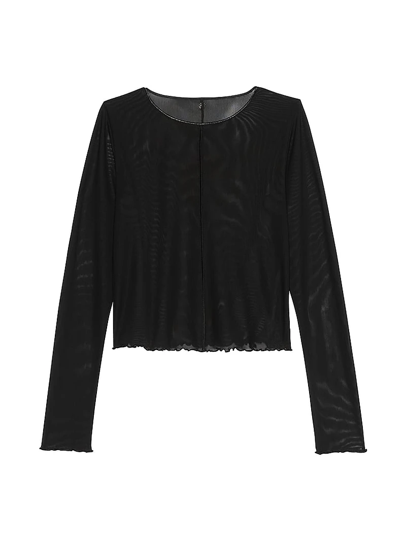 Beachwear Mesh Long-Sleeve Top