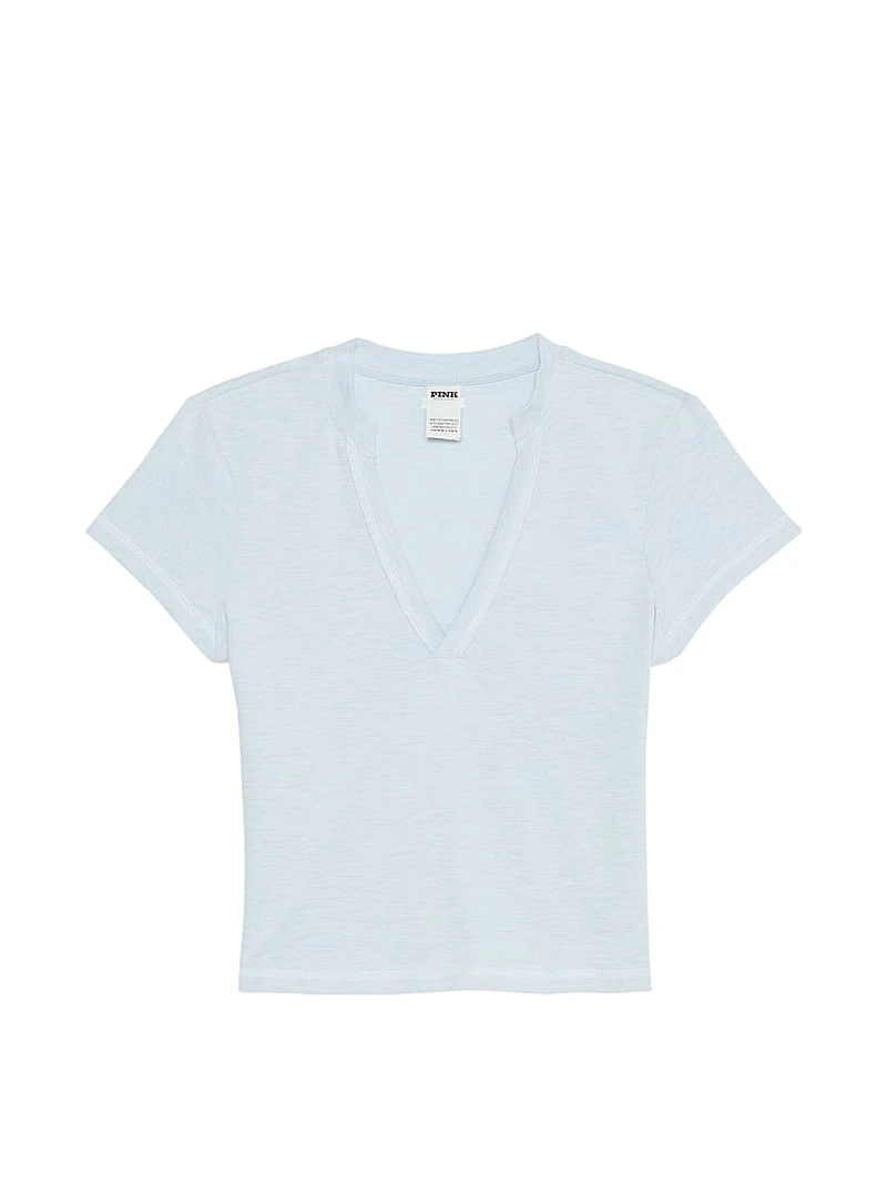 All-Day Cotton Plunge Cropped Top