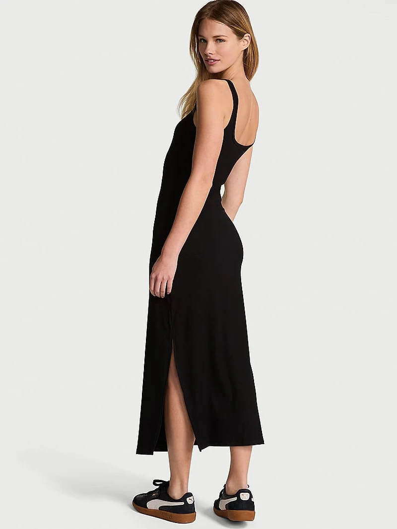 All-Day Soft Ribbed Bodycon Midi Dress