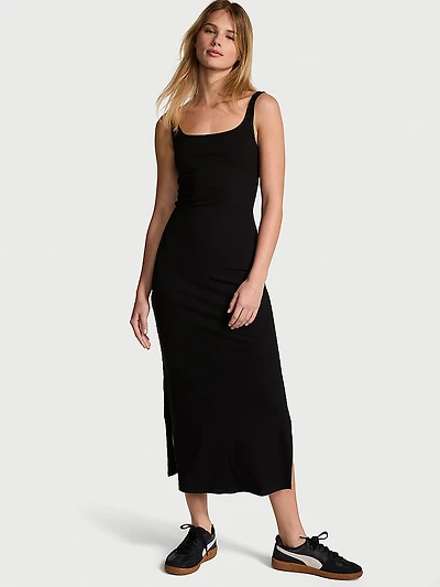 All-Day Soft Ribbed Bodycon Midi Dress