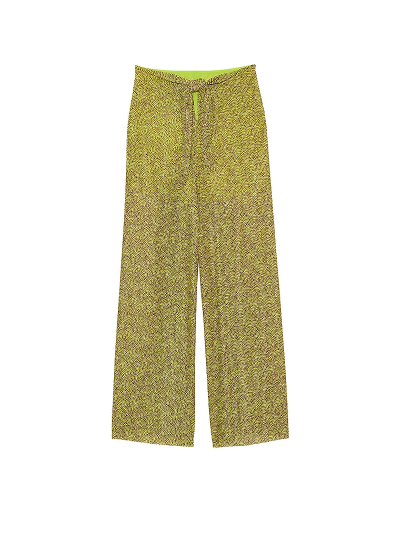 Beachwear Mesh Tie-Front Cover-Up Pants
