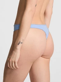 Cotton Lace-Trim Thong Panty