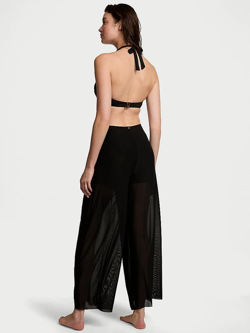 Beachwear Mesh Tie-Front Cover-Up Pants