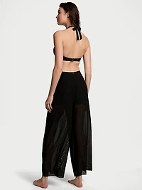 Beachwear Mesh Tie-Front Cover-Up Pants