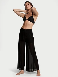 Beachwear Mesh Tie-Front Cover-Up Pants