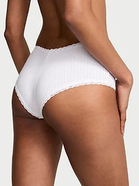 Cotton Shadow Stripe Lace-Waist Cheeky Panty