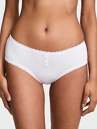 Cotton Shadow Stripe Lace-Waist Cheeky Panty