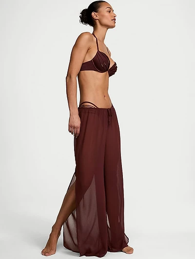 Beachwear Sheer Crinkle Wide-Leg Pants