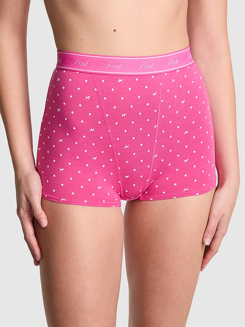 Logo Cotton High-Waist Boyshort Panty