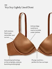 Electric Orchid Embroidery Lightly Lined Plunge Demi Bra