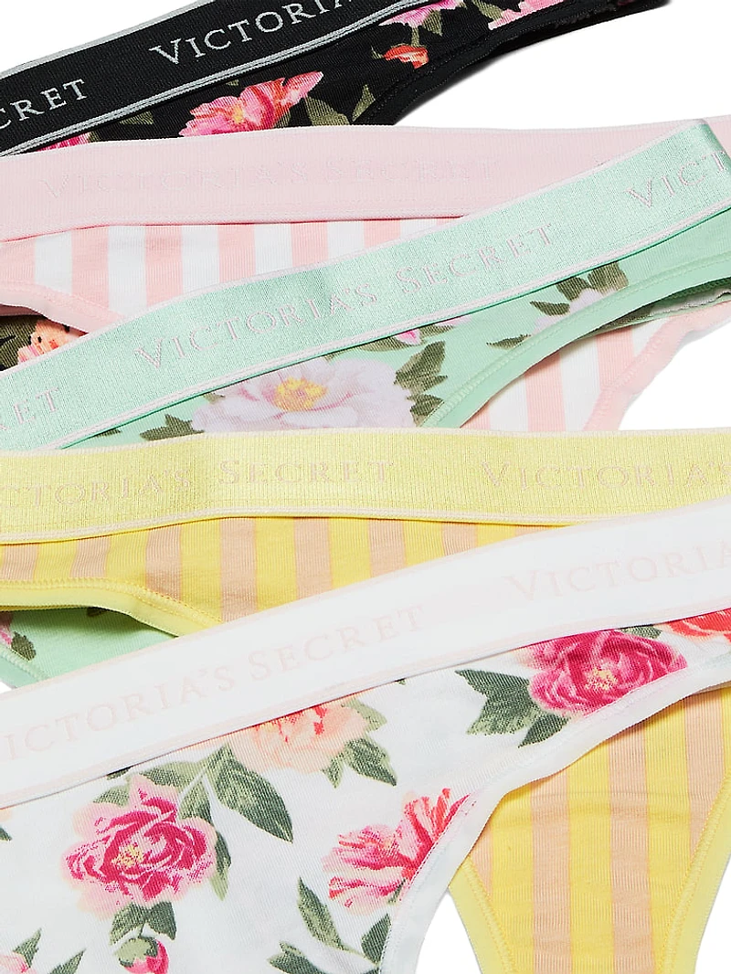 5-Pack Logo Cotton Thong Panties