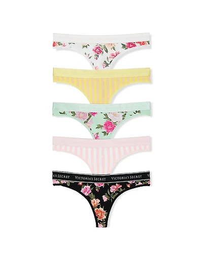 5-Pack Logo Cotton Thong Panties
