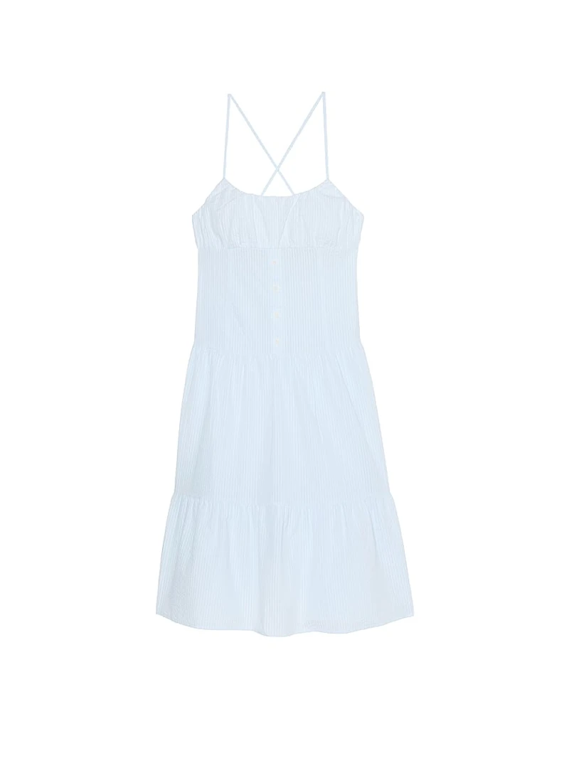 Prairie Seersucker Midi Dress