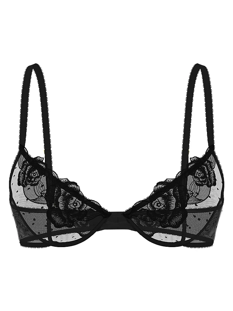 Rose Lace Unlined Low-Cut Demi Bra