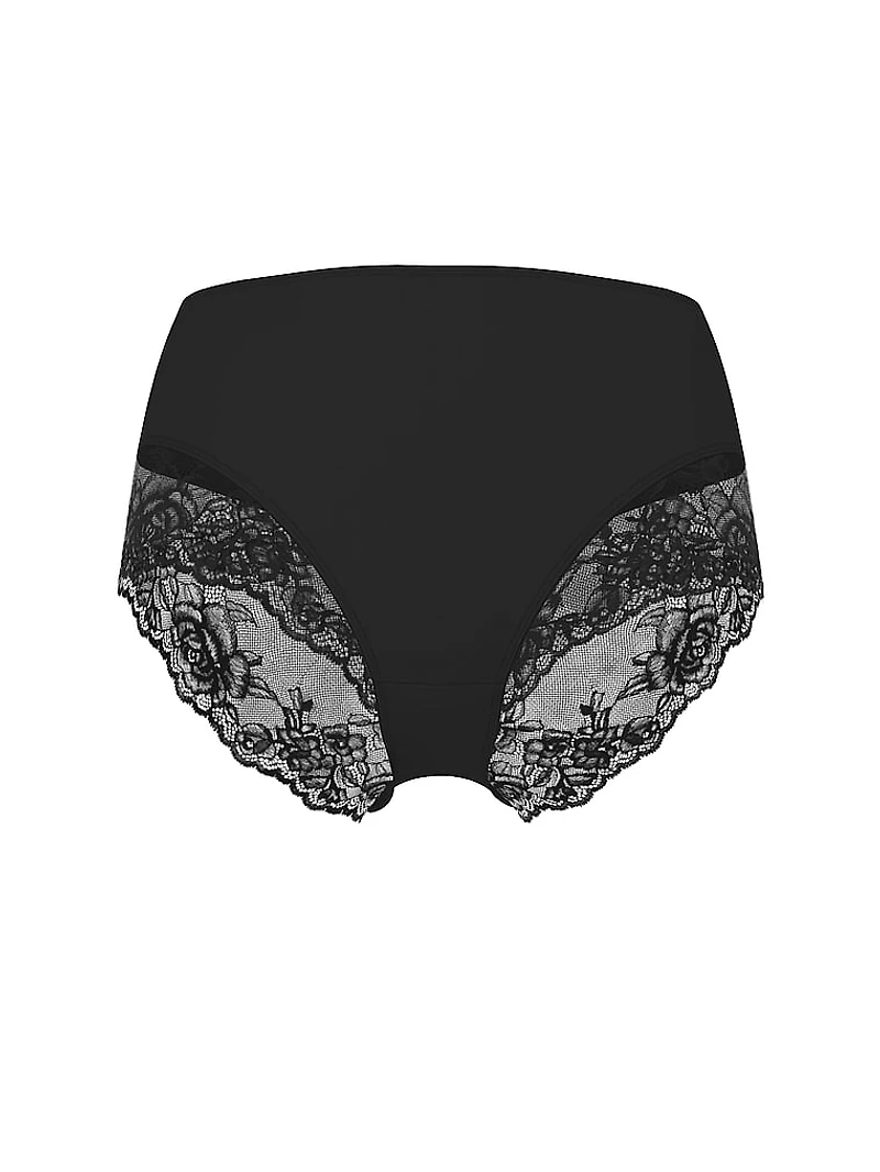 Lace-Trim High-Waist Brief Panty