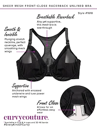 Sheer Mesh Front-Close Racerback Unlined Bra