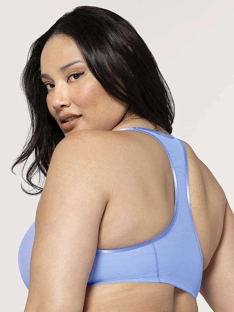 Sheer Mesh Front-Close Racerback Unlined Bra