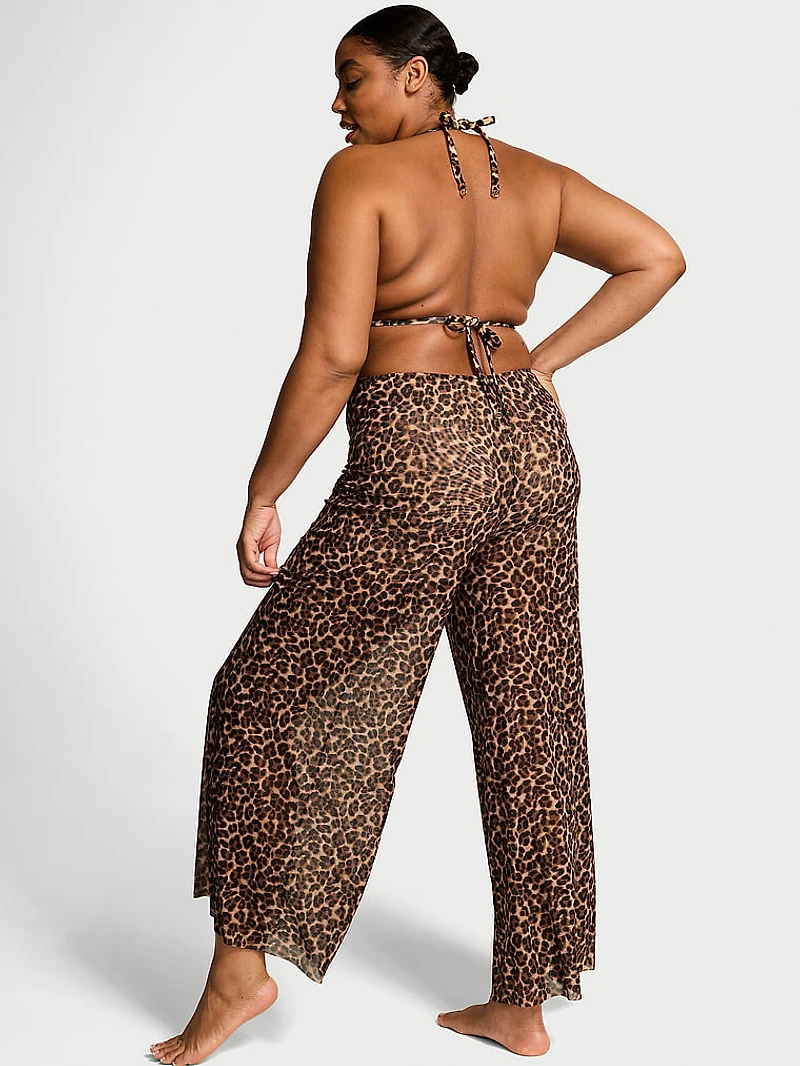Beachwear Mesh Tie-Front Cover-Up Pants
