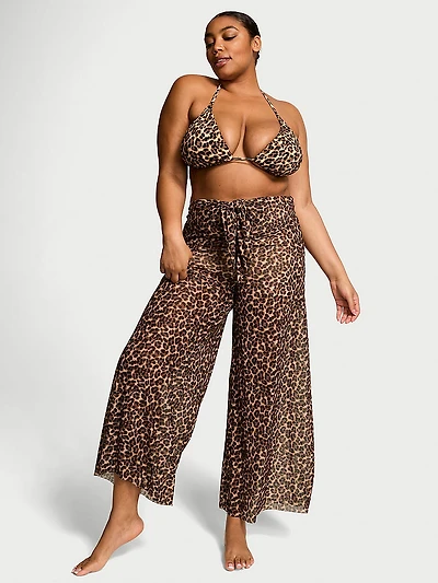 Beachwear Mesh Tie-Front Cover-Up Pants