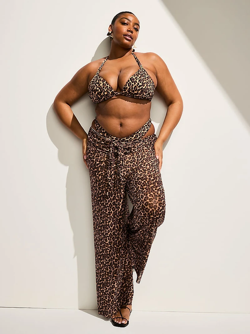 Beachwear Mesh Tie-Front Cover-Up Pants