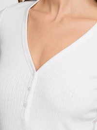 Pointelle Modal Henley Tee & Boxer Short Set