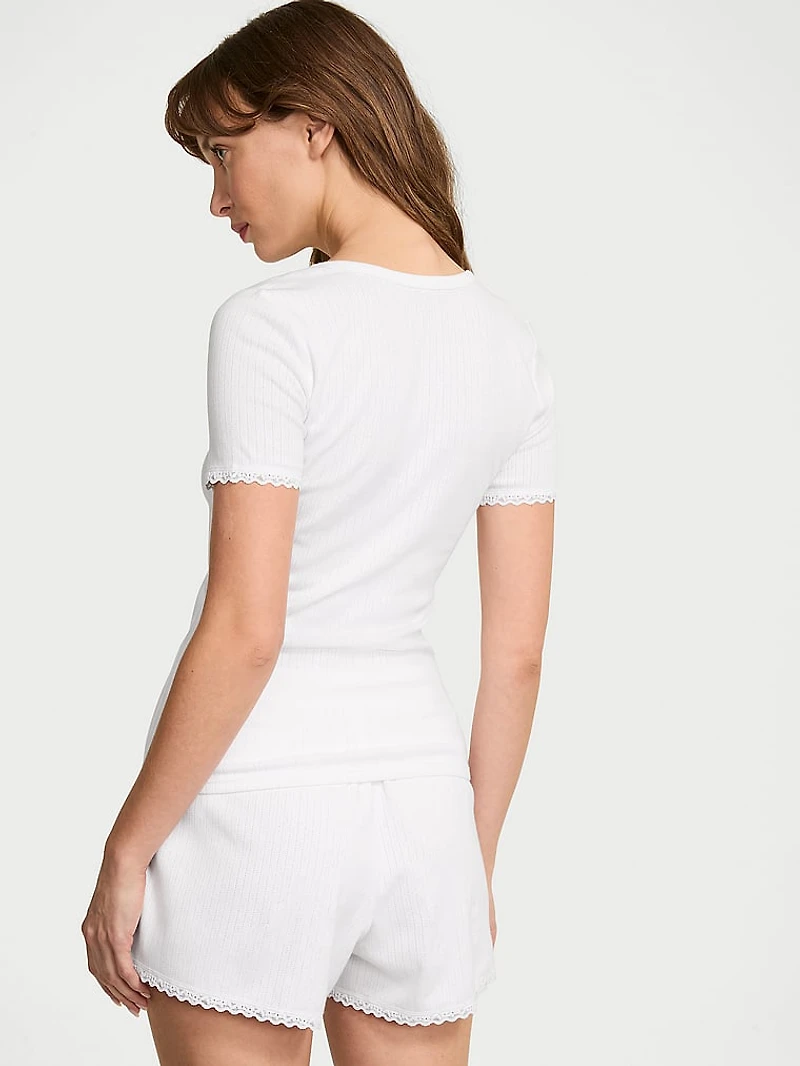 Pointelle Modal Henley Tee & Boxer Short Set