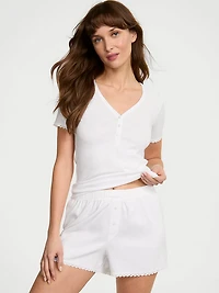 Pointelle Modal Henley Tee & Boxer Short Set