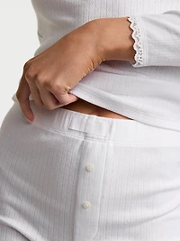 Pointelle Modal Long-Sleeve Scoop Top & Shortie Set