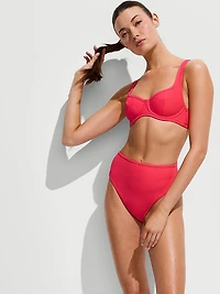 Two-Tone Rib High-Waist Cheeky Bikini Bottom