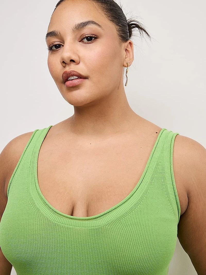 Scoop-Neck Stretch Rib Knit Maxi Dress