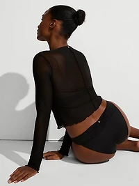Beachwear Mesh Long-Sleeve Top