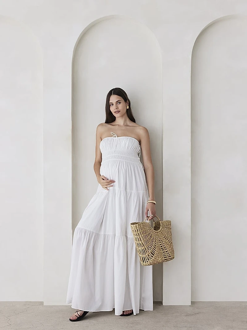 Shirred Strapless Dress