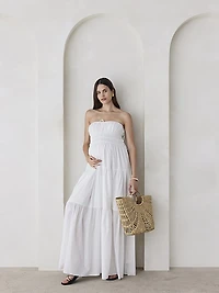 Shirred Strapless Dress