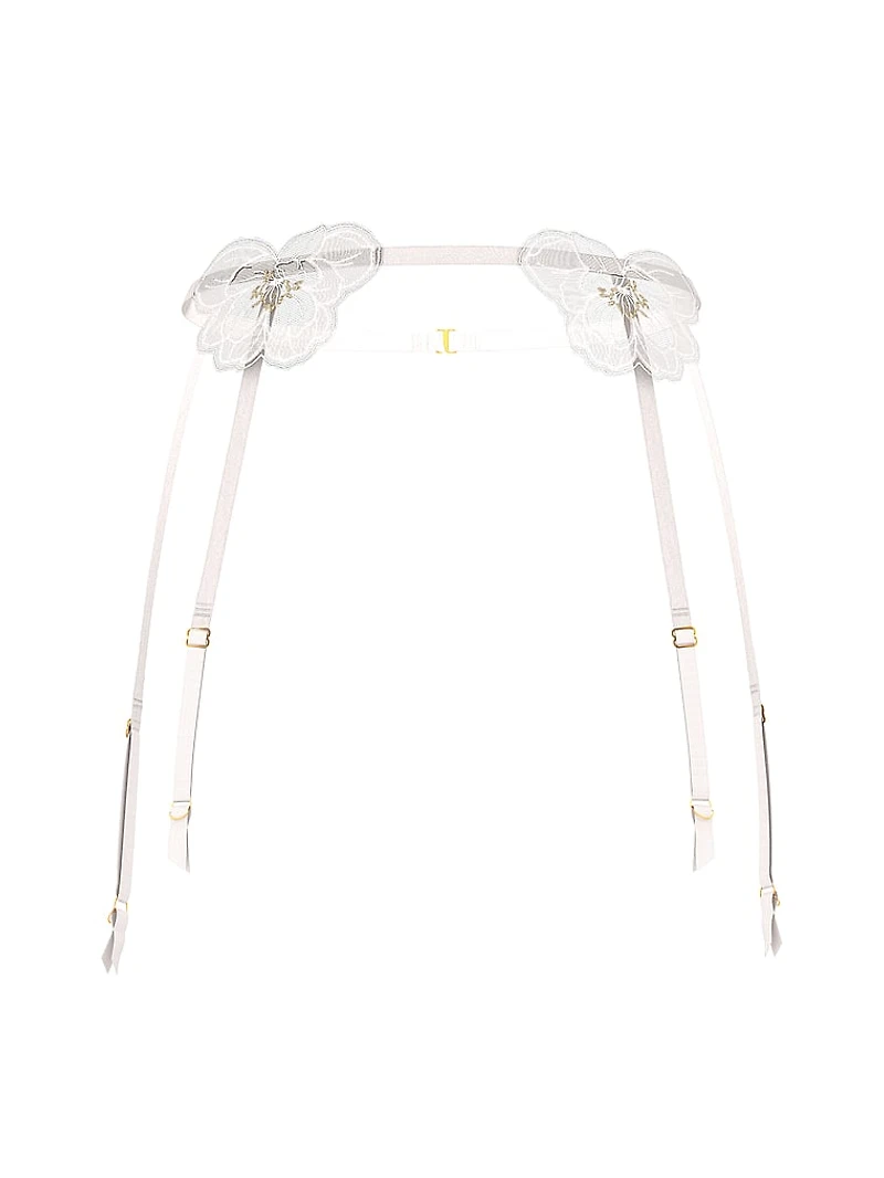 Peony Embroidery Garter Belt