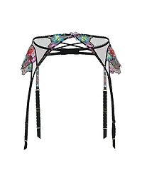 Dark Blossom Embroidery Garter Belt