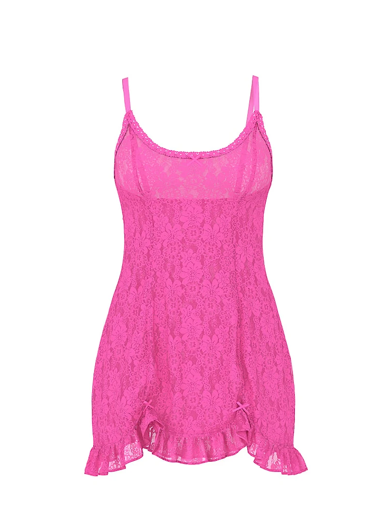 Wink Lace Ruffle Slip Dress