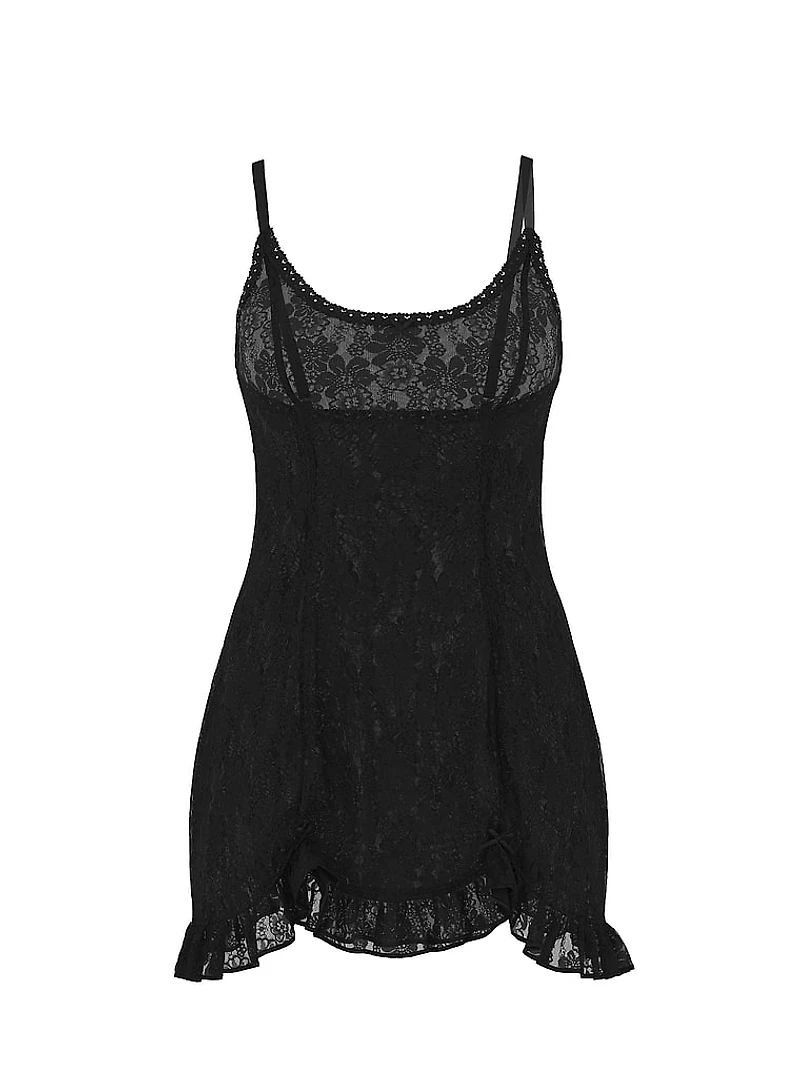 Wink Lace Ruffle Slip Dress