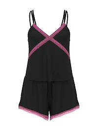 Wink Lace-Trim Tank & Shorts Set