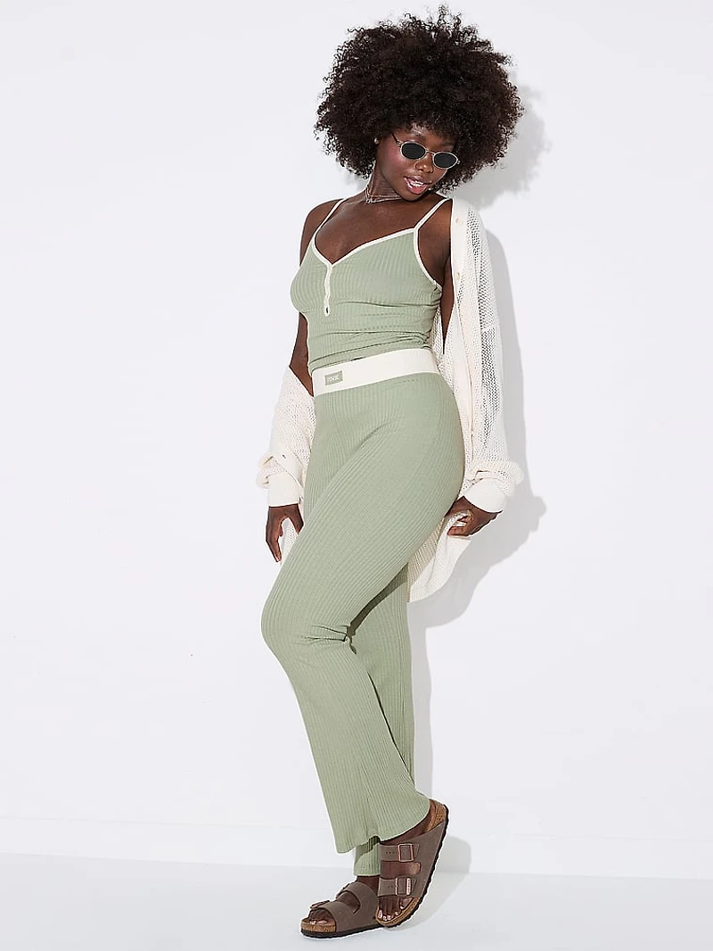 Lounge Ribbed Henley Cami & Pants Set