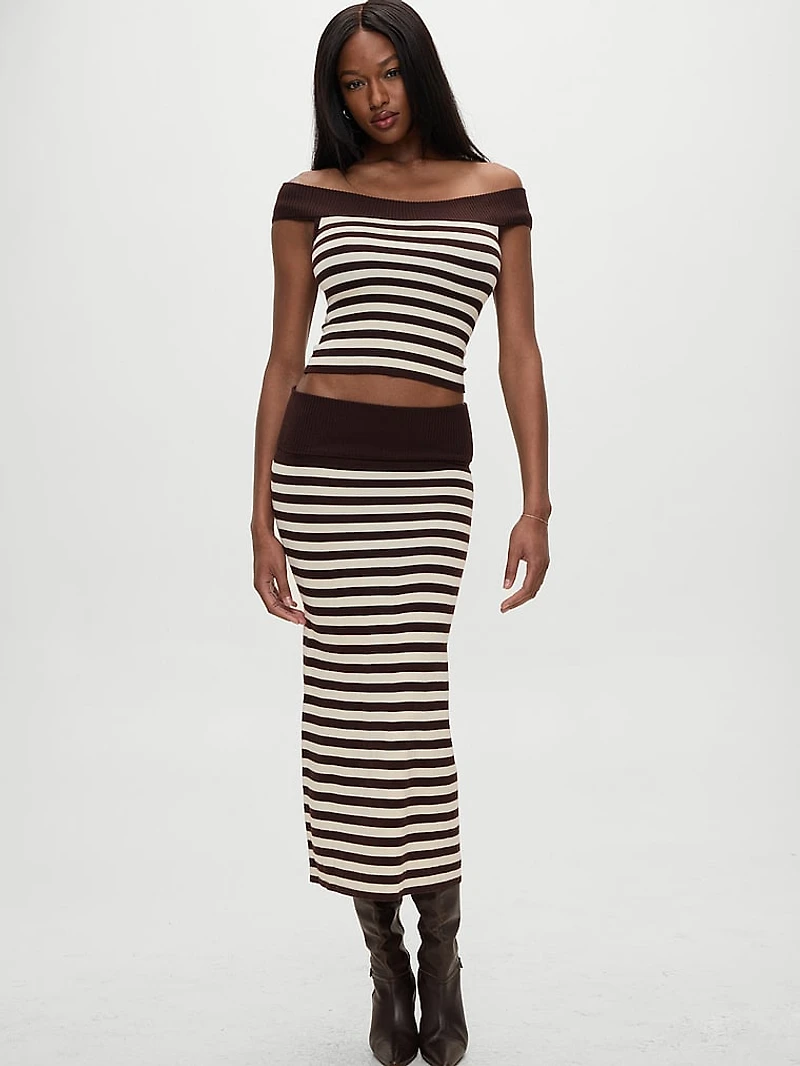 Tucker Knit Midi Skirt