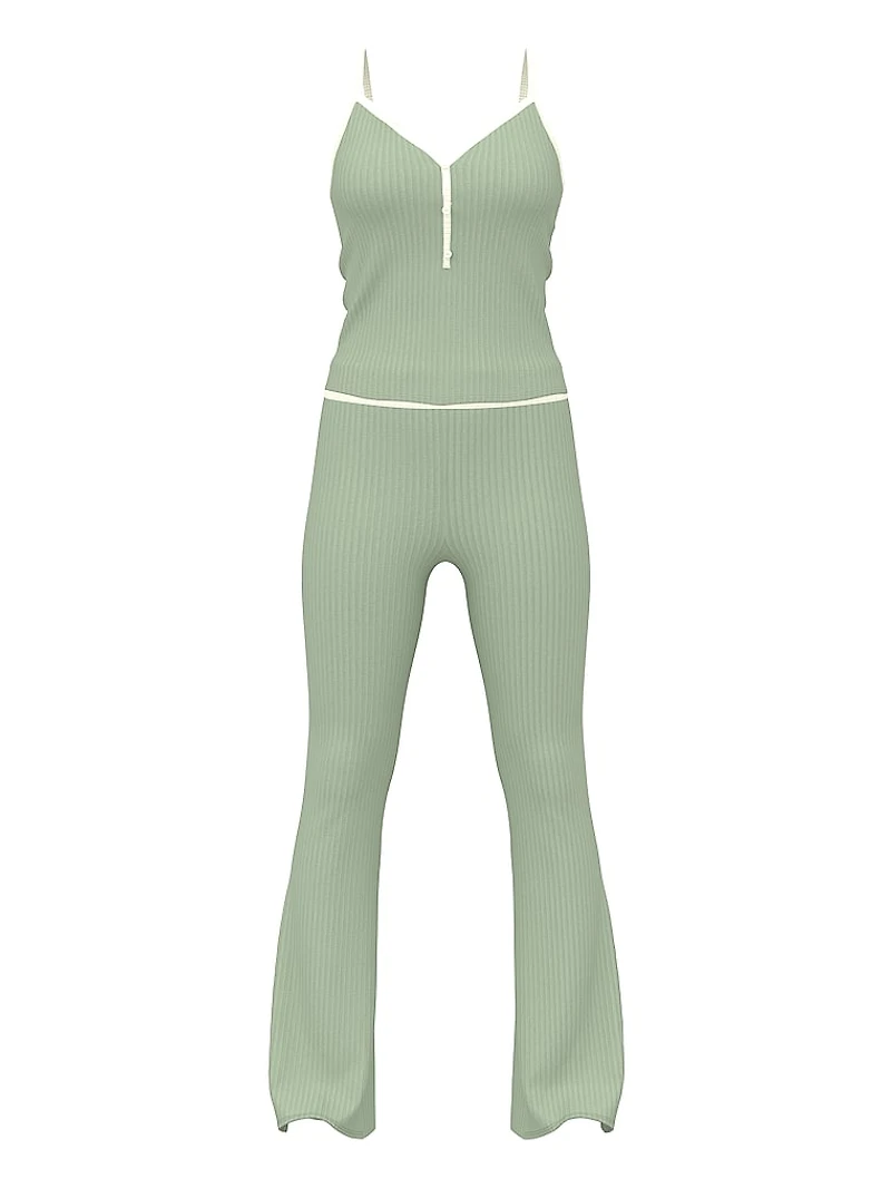 Lounge Ribbed Henley Cami & Pants Set