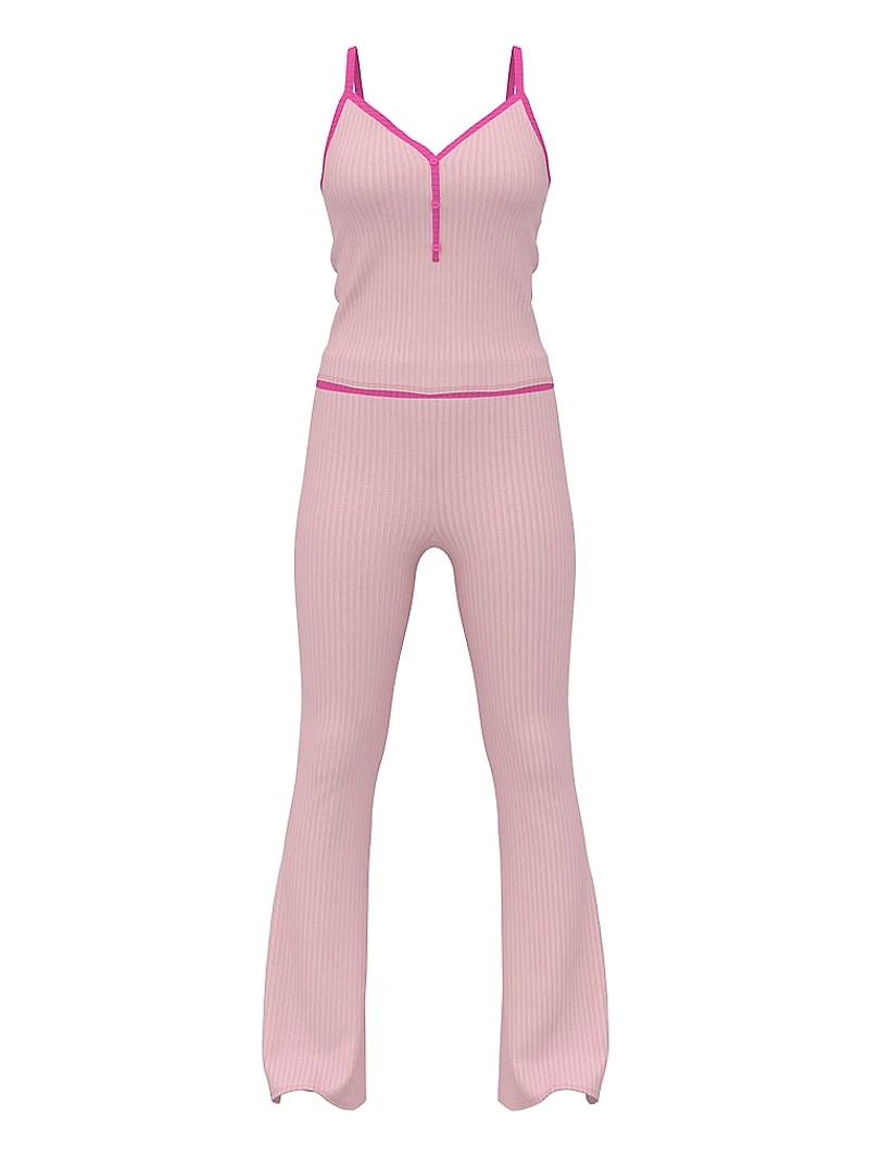Lounge Ribbed Henley Cami & Pants Set