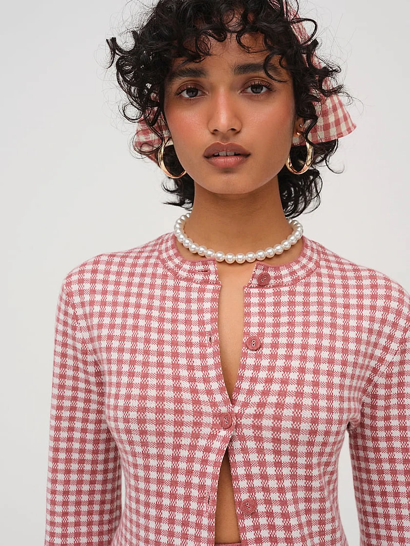 Gingham Knit Jacket