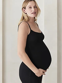 Soft Rib Straight Neck Maxi Dress