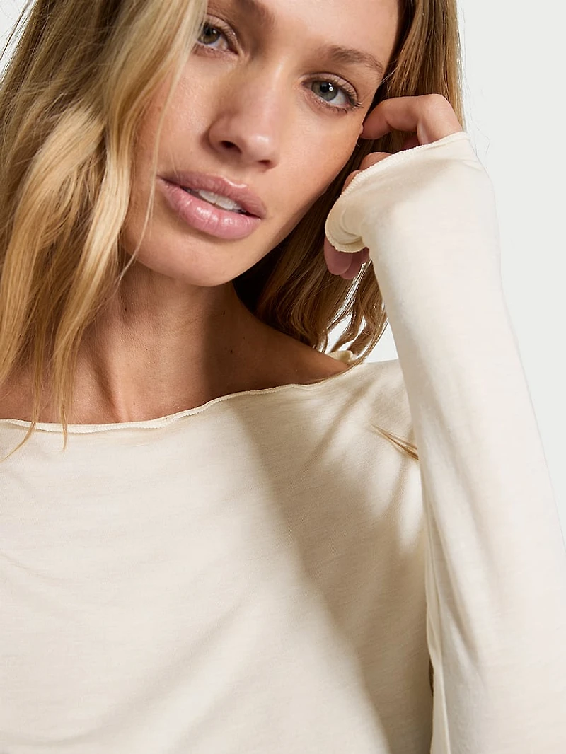 Luxe Cashmere Blend Long-Sleeve Top