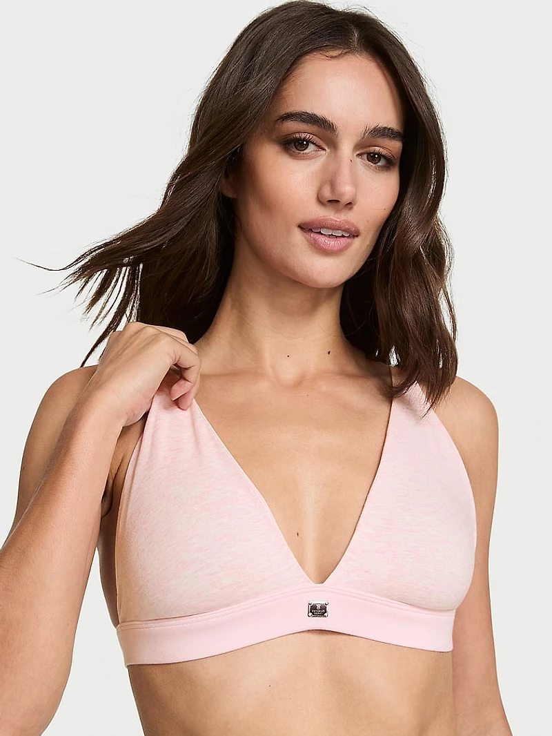 Cotton Logo Hardware Wireless Plunge Bralette