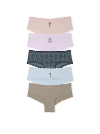 5-Pack Cotton Lace-Trim Cheeky Panties