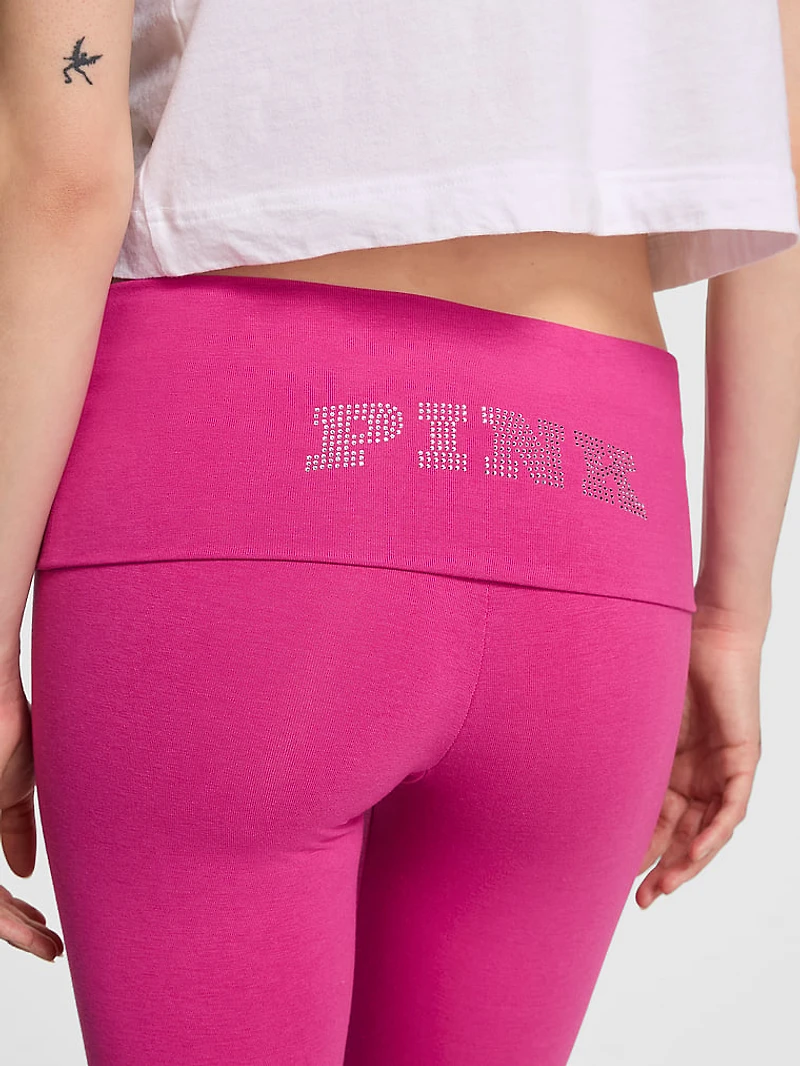 All-Day Cotton Foldover Capri Leggings